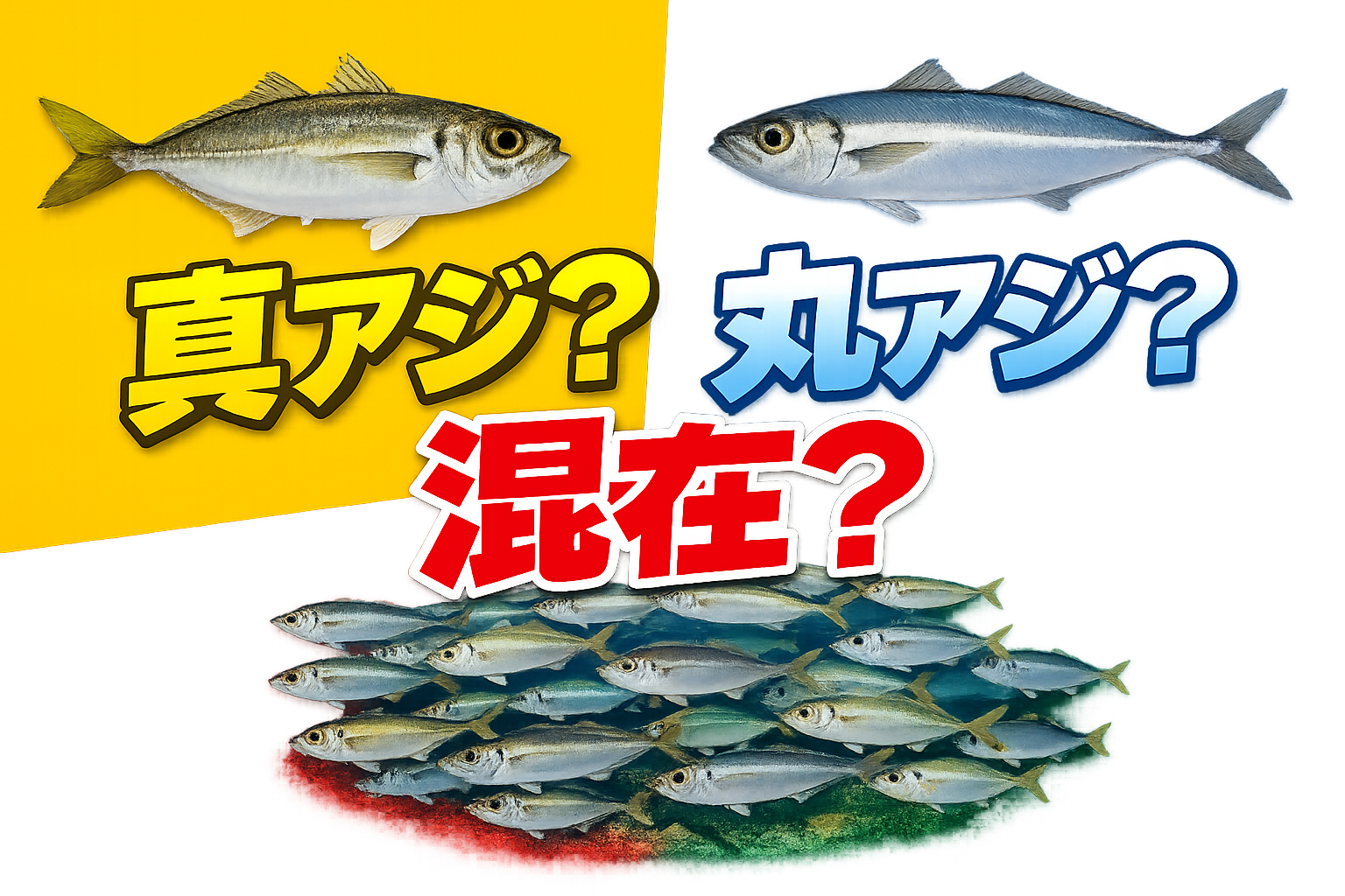 アジの群れが分かれる理由は非常にシンプル。真アジ → 居着き型・丸アジ → 回遊型・混在 → 環境変化のタイミング.釣太郎