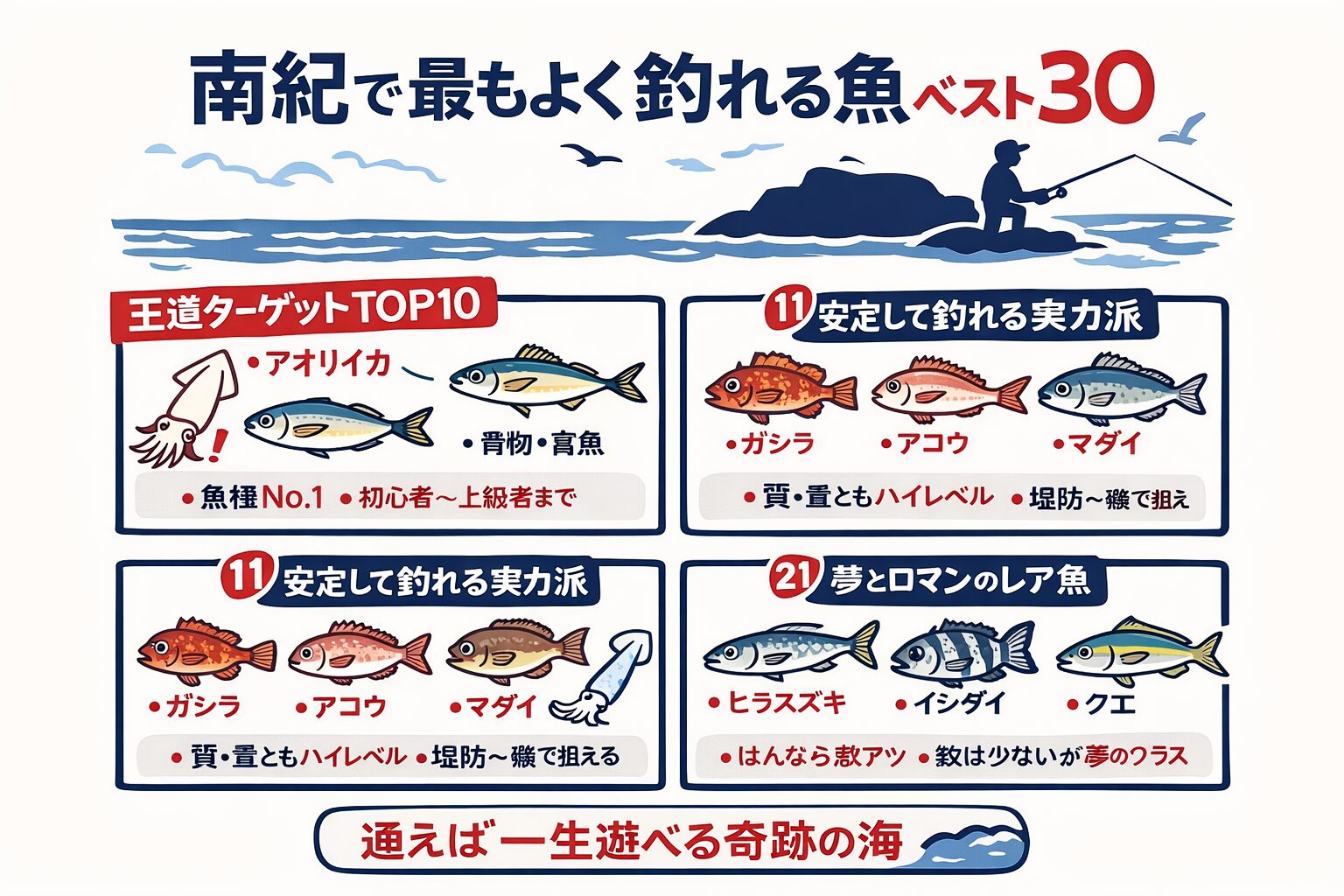 南紀で最もよく釣れる魚ベスト30 。 地元釣り人データ×実績ベースで厳選。釣太郎