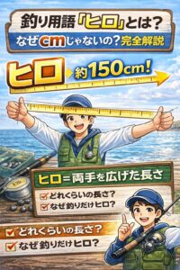 釣りのヒロはこう覚えればOK。・ヒロ＝両手を広げた長さ・1ヒロ＝約150cm・海ではcmより実用的・漁師文化の名残.釣太郎