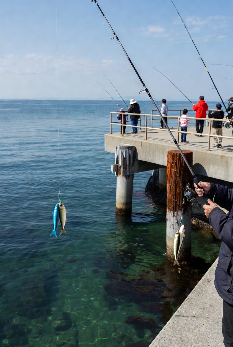 サビキ釣り、活性が低い時にサシエサにオキアミor青イソメが無難。釣太郎