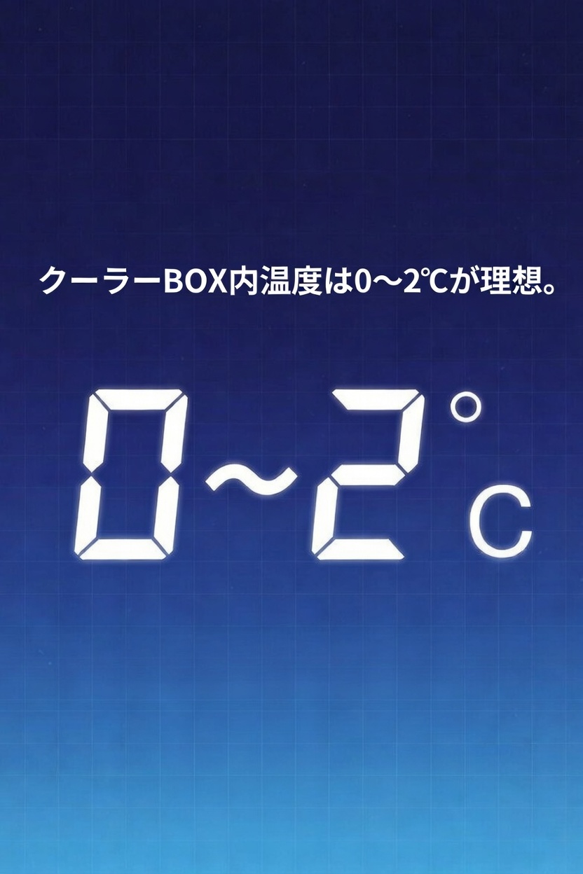 クーラーボックスの中の温度は0～2℃が基本！ でも魚の量と外気温で大きく変動するので要注意です。（海釣入門）釣太郎