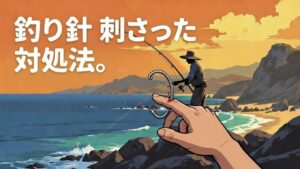 針が刺さった時、絶対に病院へ行くべきケース 針が深く刺さりすぎて自分で抜けない。針が折れて中に入った。出血が止まらない。釣太郎