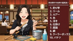 釣太郎の10分釣り道具洗いサービス。