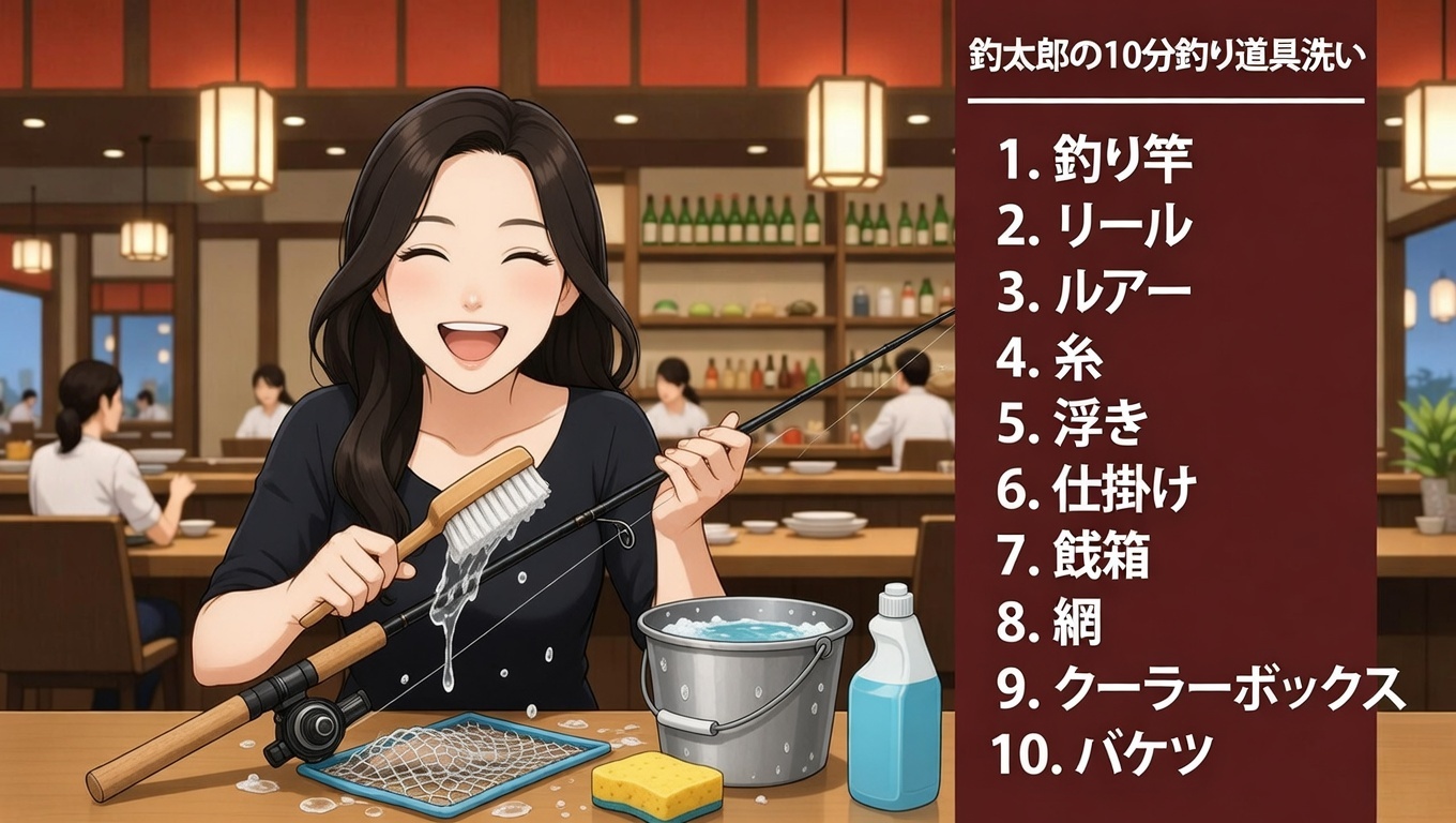 釣太郎の10分釣り道具洗いサービス。