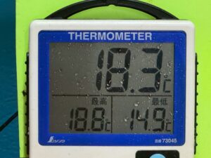 2月26日木曜日午前4時の和歌山みなべ町海水温度は18.3度。上がっています。釣太郎