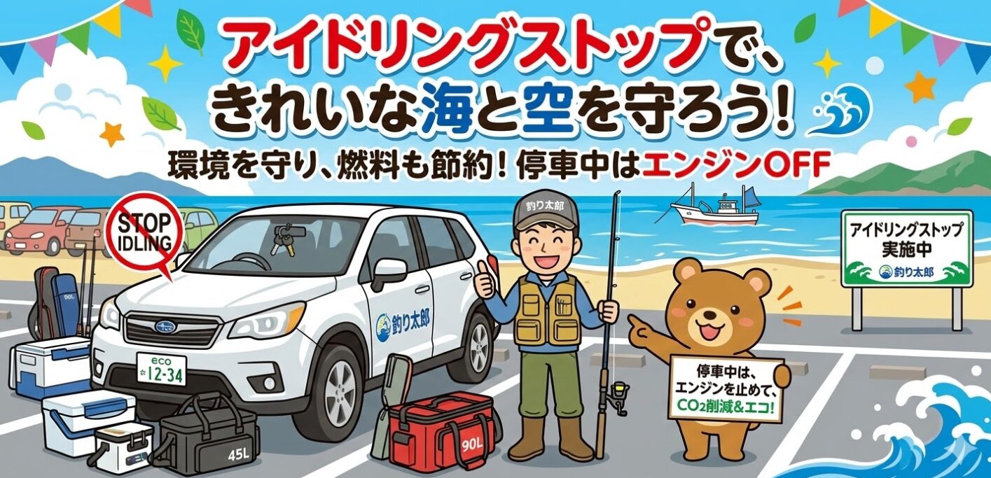 アイドリングストップ1日5分で年間1,900円節約＋CO2 39kg削減。釣太郎
