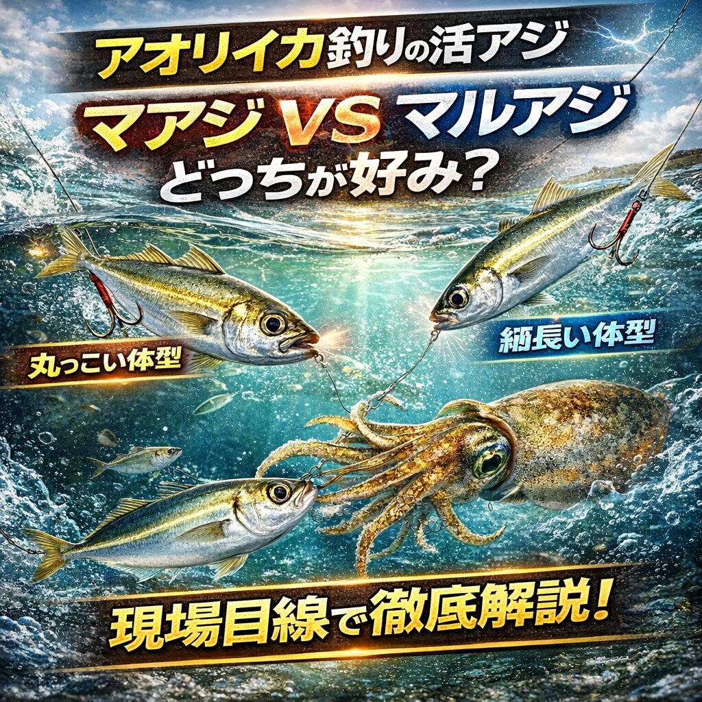 アオリイカ釣り用エサ、安定して釣るならマアジ。広く探るならマルアジ。釣太郎