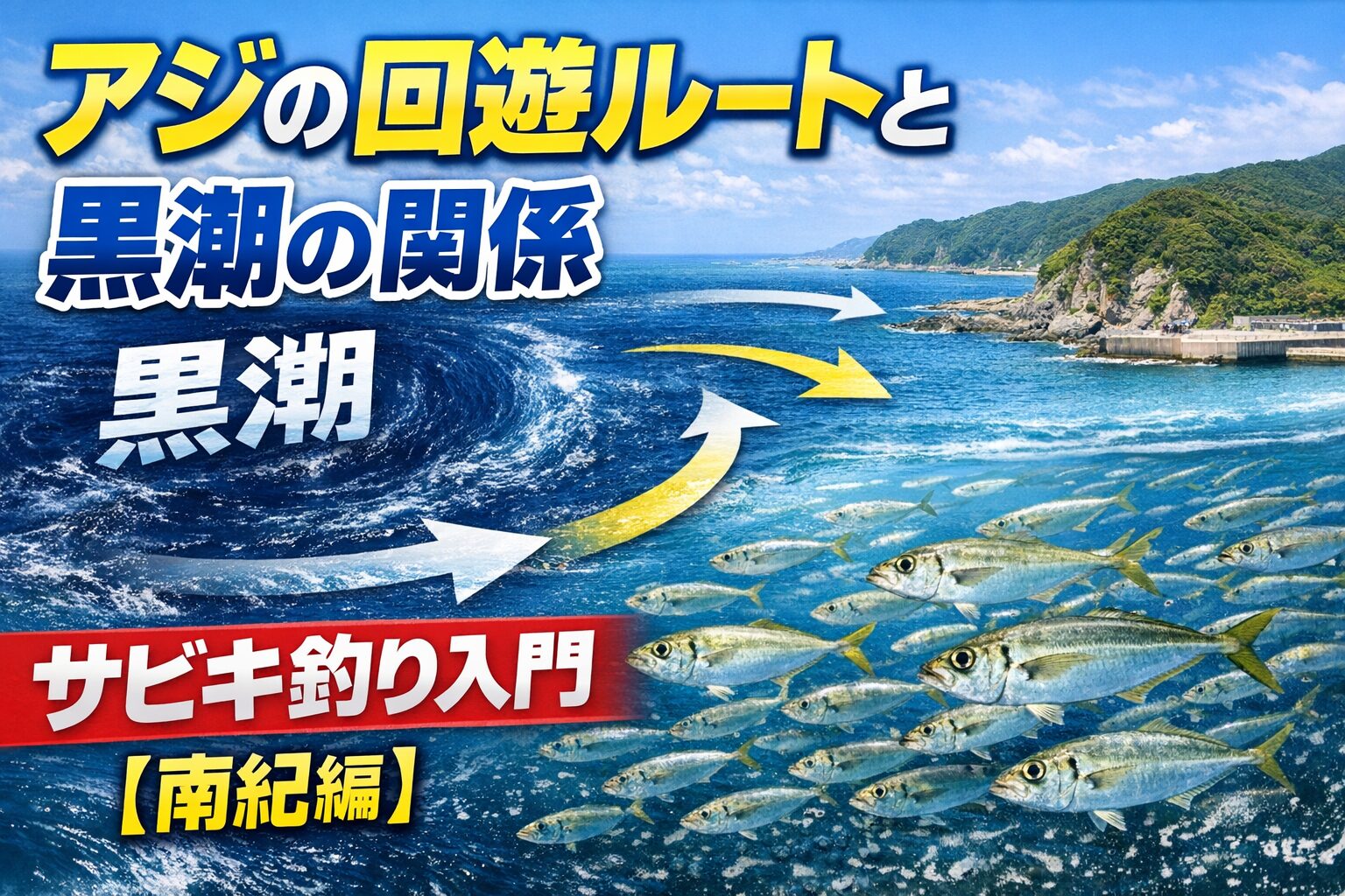 南紀でアジが釣れる理由は黒潮にあります。黒潮がプランクトン、小魚 を運び、それを追って アジが沿岸へ回遊します。釣太郎