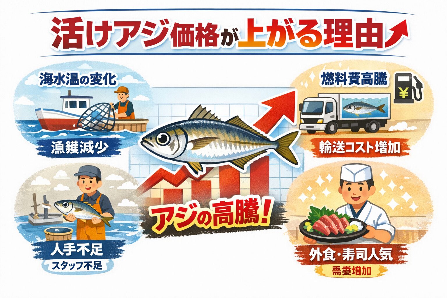 アジは年々漁獲量が減少し、アオリイカ釣り用えさ活アジは管理費大幅アップで厳しい状況。釣太郎