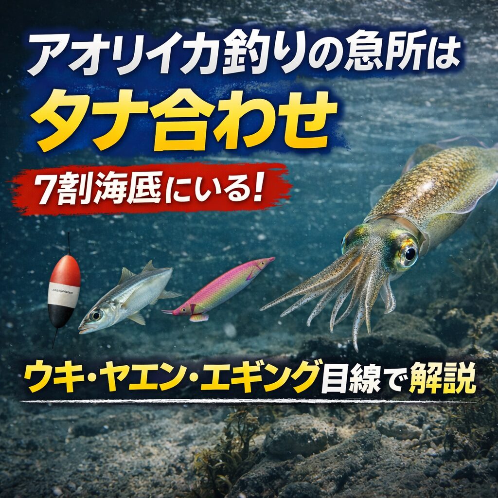 アオリイカ釣りでいちばん大事なのは、結局のところタナを合わせること。よく「アオリイカは1日の7割は海底付近にいる」釣太郎