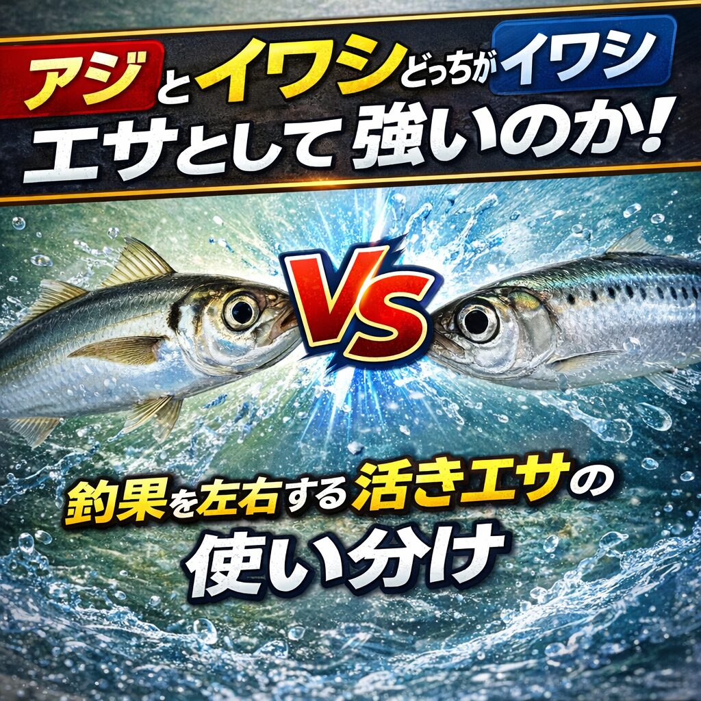 釣りエサ。総合的に強いのはアジ。条件が揃った時の破壊力はイワシ。釣太郎