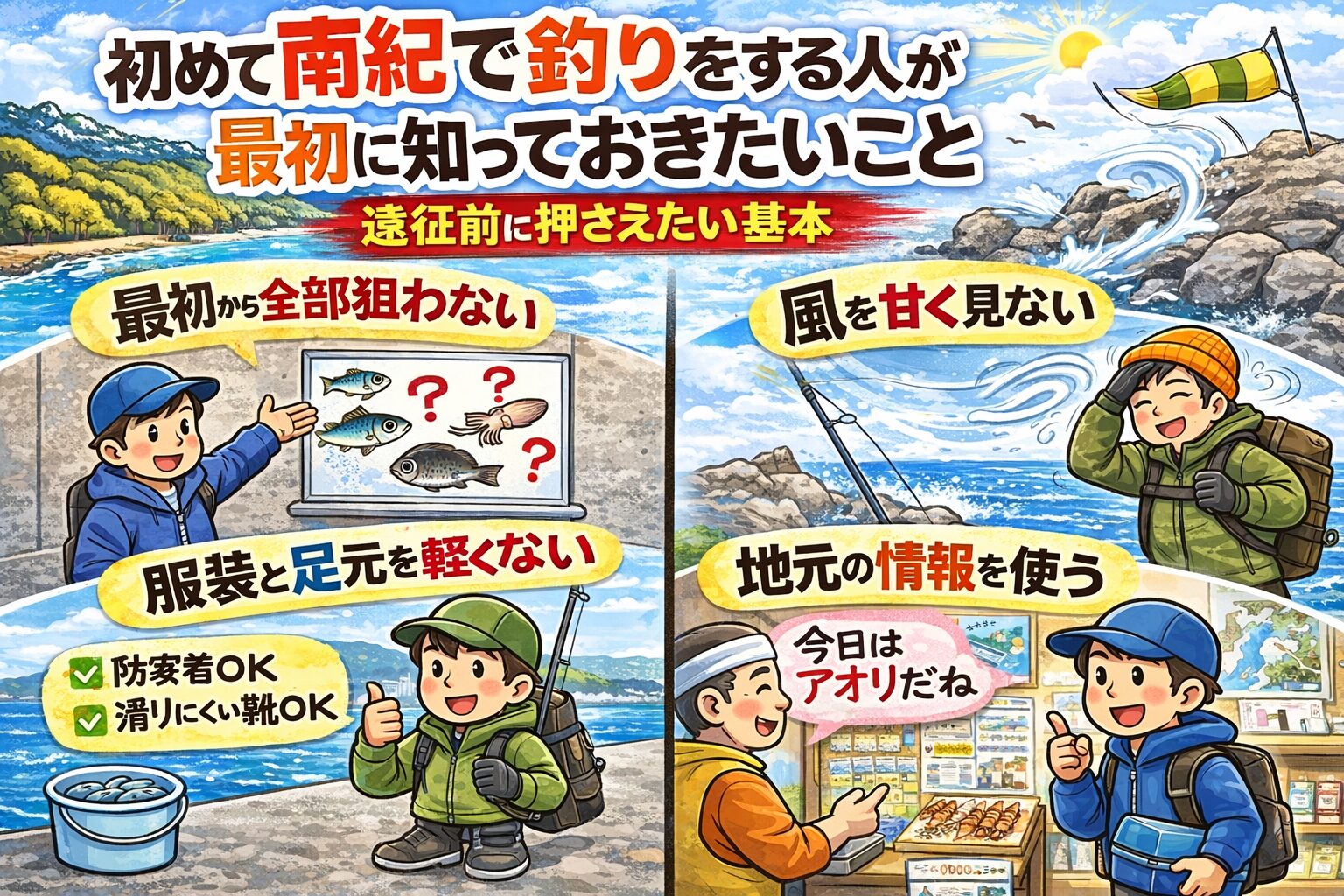 初めて南紀で釣りをする人が最初に知っておきたいのは、南紀は魚影の夢がある半面、場所選びで結果が大きく変わる海だということです。釣太郎