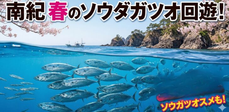 南紀春のソウダガツオ回遊は、黒潮、水温上昇、 ベイト接岸。この3つが揃った瞬間に起きます。釣太郎