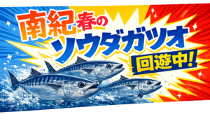 南紀の春ソウダガツオ回遊は、黒潮接岸、水温18℃突破、ベイト接岸 。この三条件が揃った瞬間に始まります。釣太郎