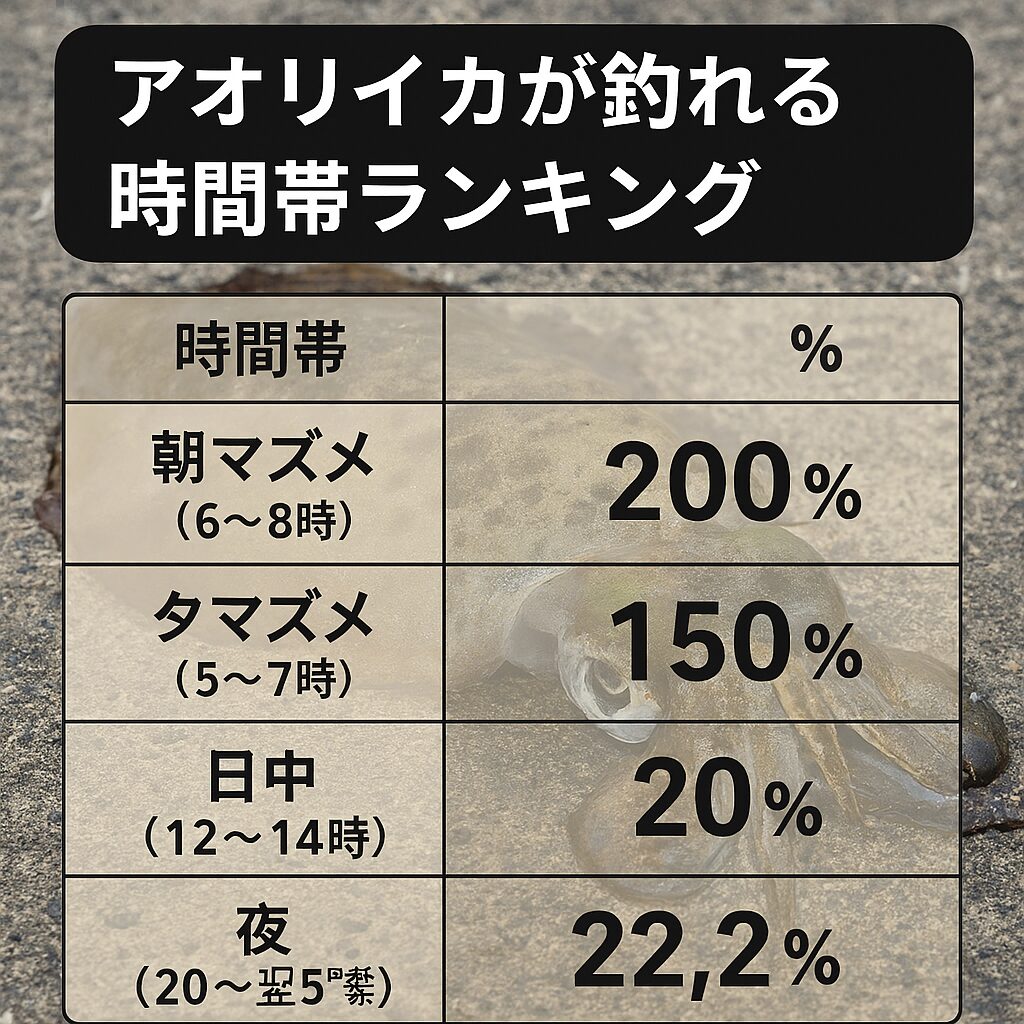アオリイカが最も釣れるのは、 「朝マズメが最強、次点で夕マズメ」 釣太郎