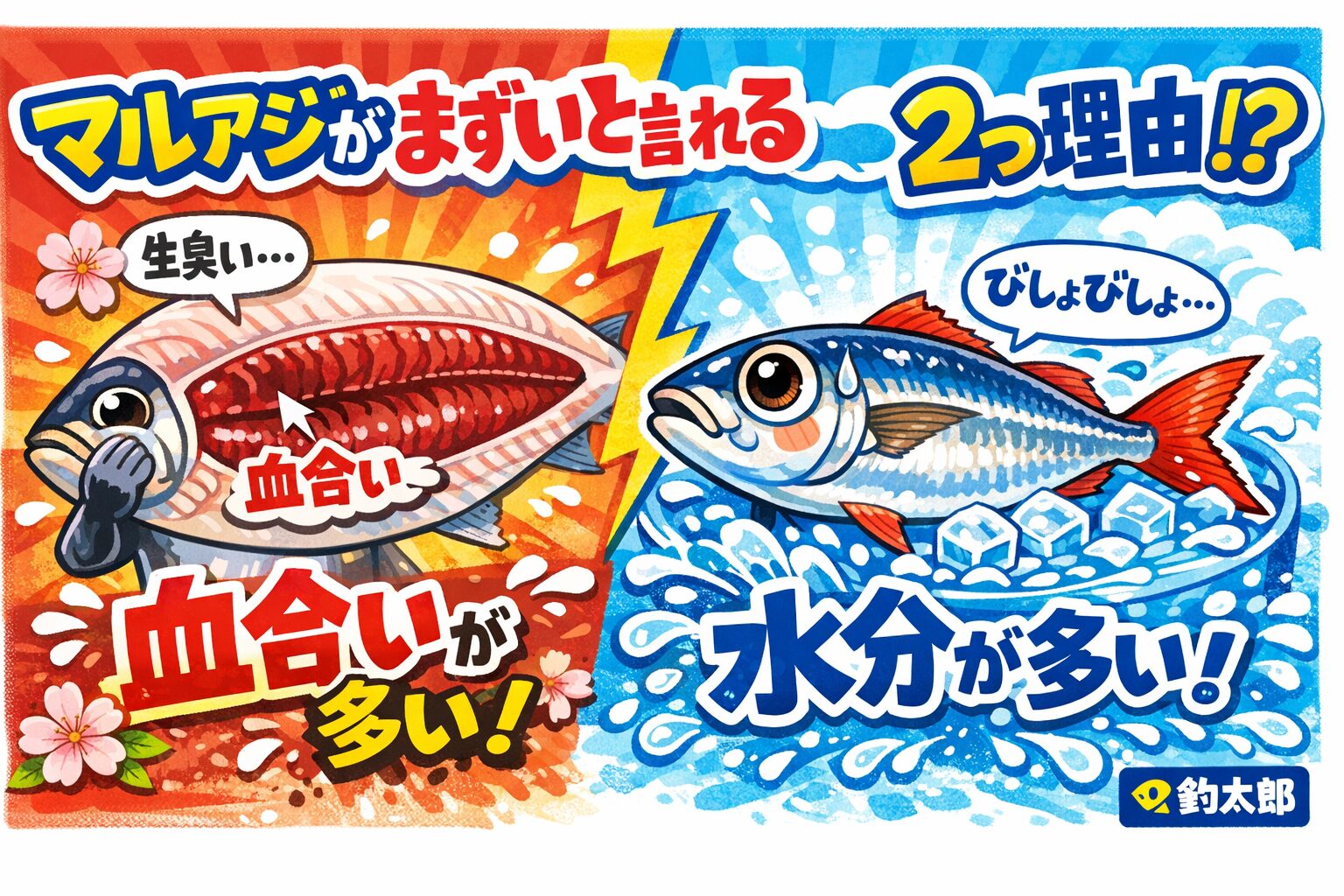 マルアジは“まずい魚”ではない。血合いと水分が多い＝刺身では不利。 加熱調理ではむしろ優秀な身質。旬の時期には脂が乗り、旨味も濃厚。釣太郎