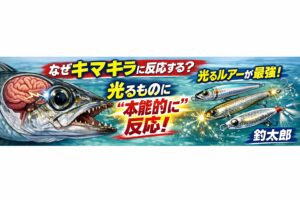 カマスがキラキラに反応するのは、視覚優位の脳が“光の刺激＝獲物”と認識するからです。釣太郎