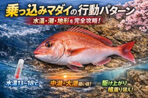 乗っ込みとは？春の産卵前、大型マダイが深場から浅場へ移動する行動。 活性が高く、荒食い状態になるため一年で最も釣れる時期。釣太郎