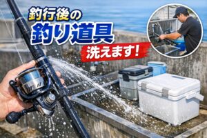 【和歌山釣り人必見】釣行後の釣り道具洗い方｜10分で完了！リール・竿・バケツのお手入れルーティン。釣太郎