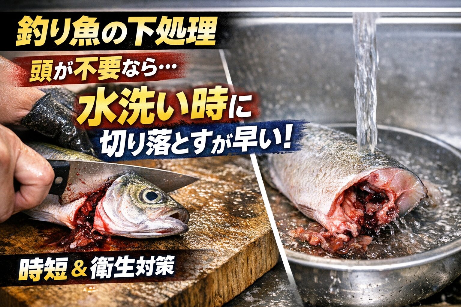 頭を使わない魚は、水洗い前に切り落とすのがベスト。釣太郎