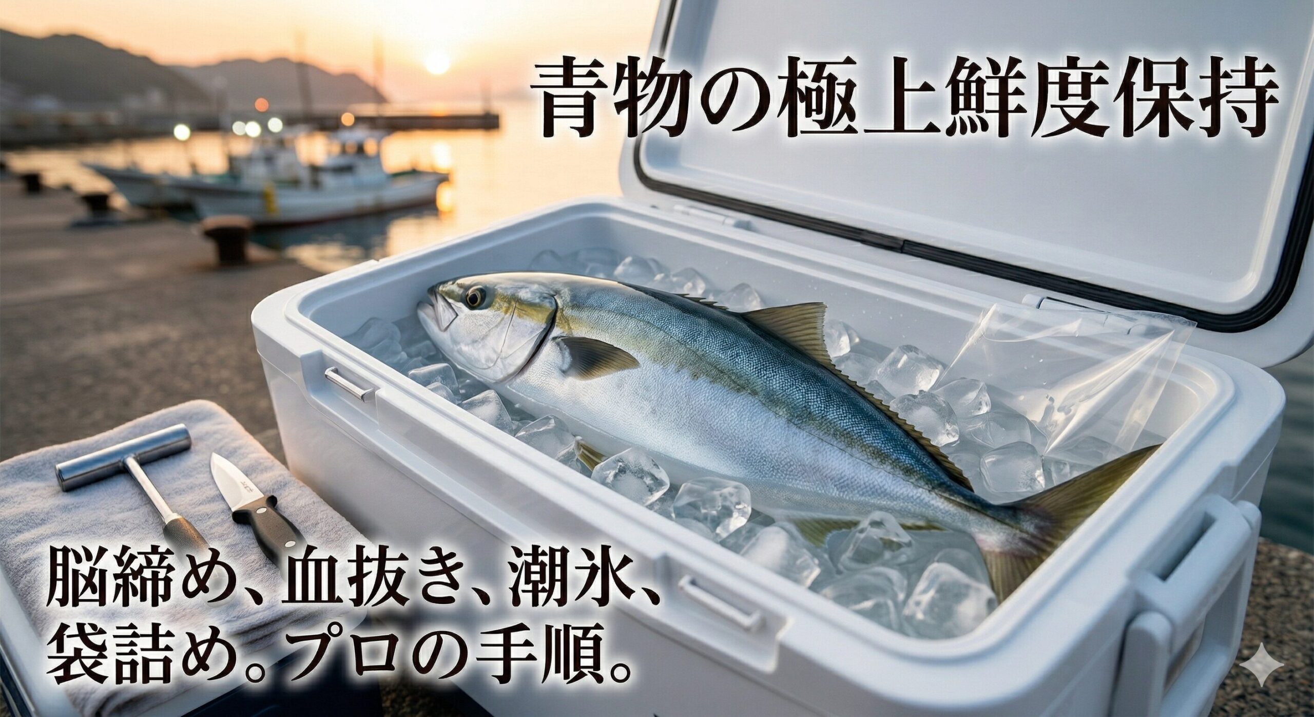 青物は運動量が多いため体温が高く、鮮度が落ちやすい魚です。 釣り上げたらすぐに脳天締めを行い、暴れさせてエネルギーを消費させないことが第一歩.釣太郎