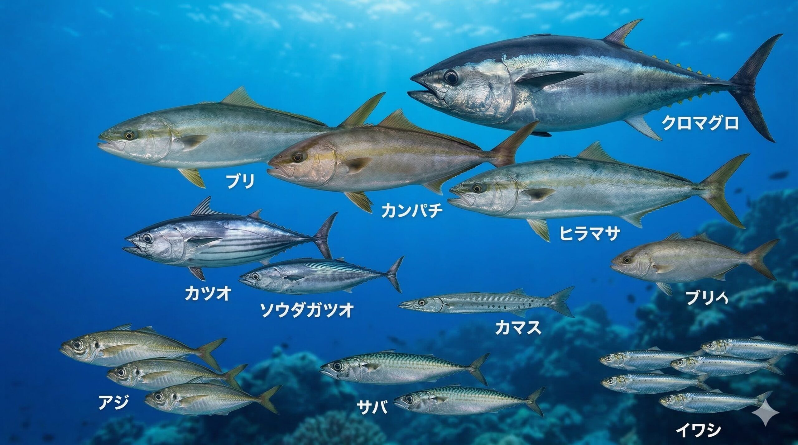 青物魚が速く泳げるのは、体がラグビーボールのような「紡錘形」をしているのは、水の抵抗を極限まで減らすため。釣太郎