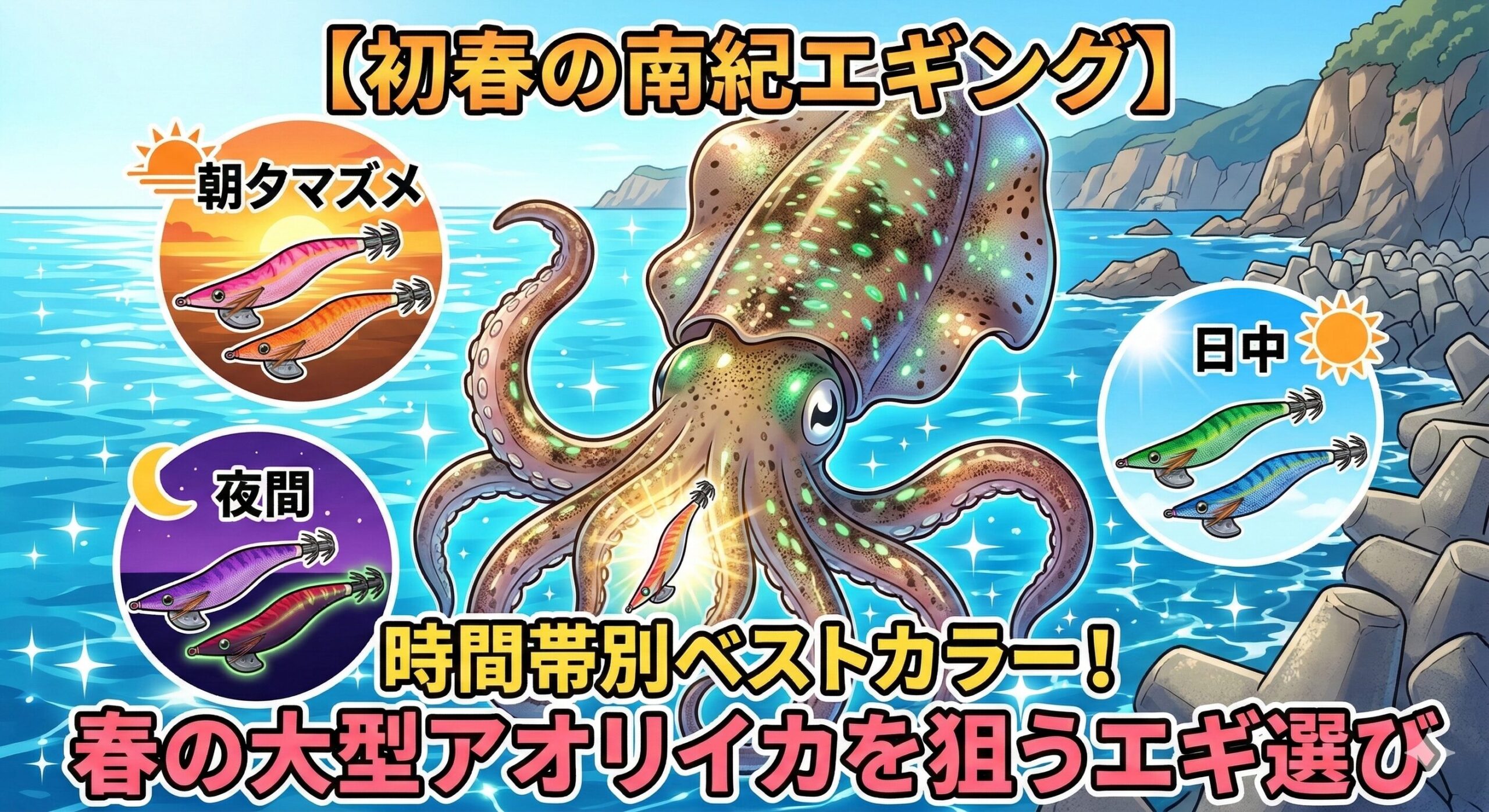 エギのカラー選びに正解は一つではありませんが、基本を知ることで迷いが減り、釣りに集中できるようになります。アオリイカ釣り。釣太郎