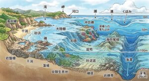 釣り場の地形は「魚の地図」。 分類を理解して読み取れば、初めての場所でも魚の居場所が見えてきます。釣太郎