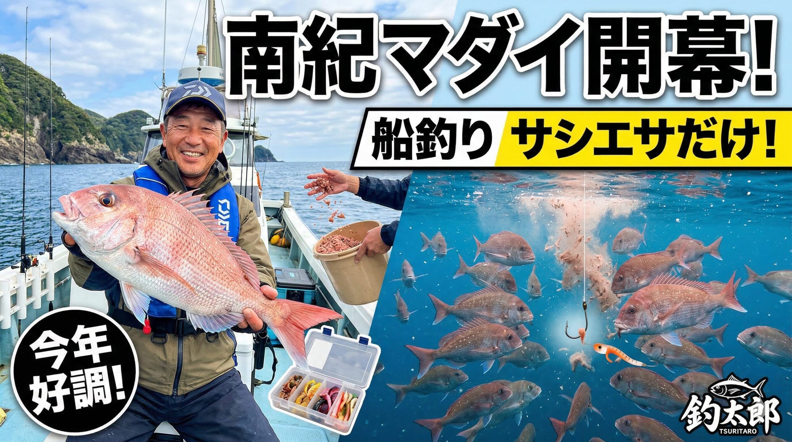 春のマダイは、産卵を意識して荒食いに入る「乗っ込み」が大きな魅力です。釣太郎