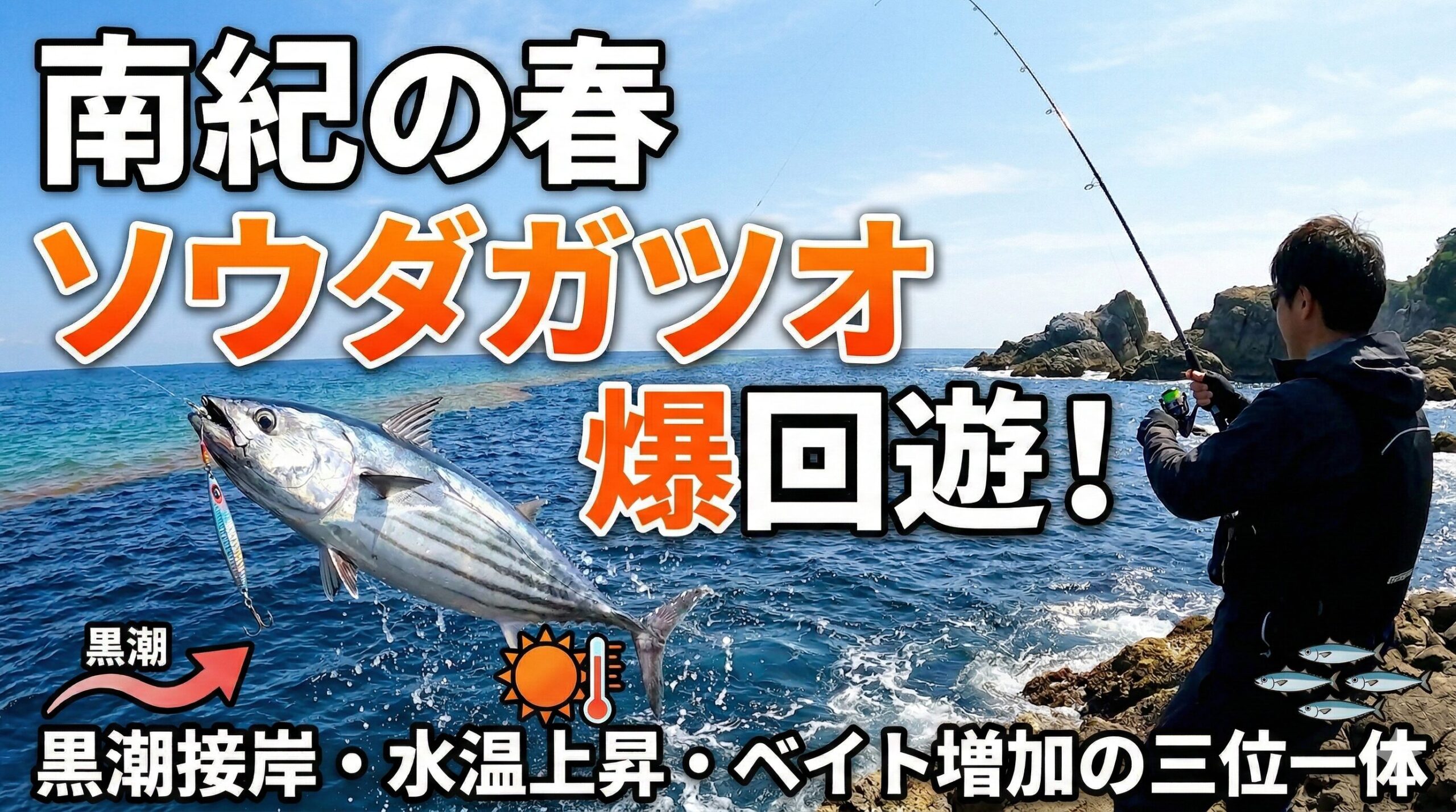 【南紀の春】ソウダガツオ回遊の絶対条件！黒潮・水温・ベイトの三位一体。釣太郎