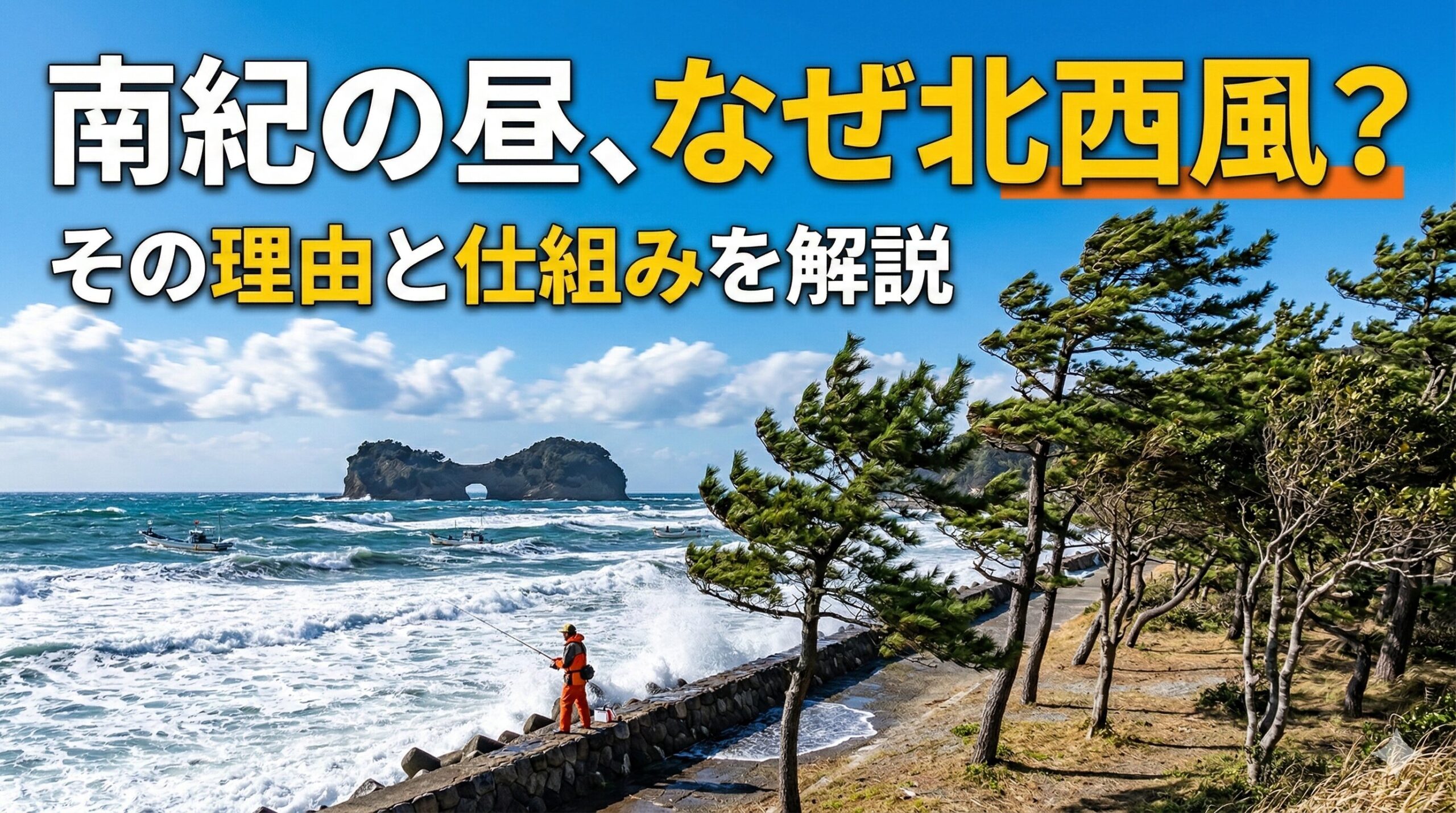 南紀は午後から北西風が強くなることが多いのは、気温の変化によって生まれる「海風」の影響。釣太郎