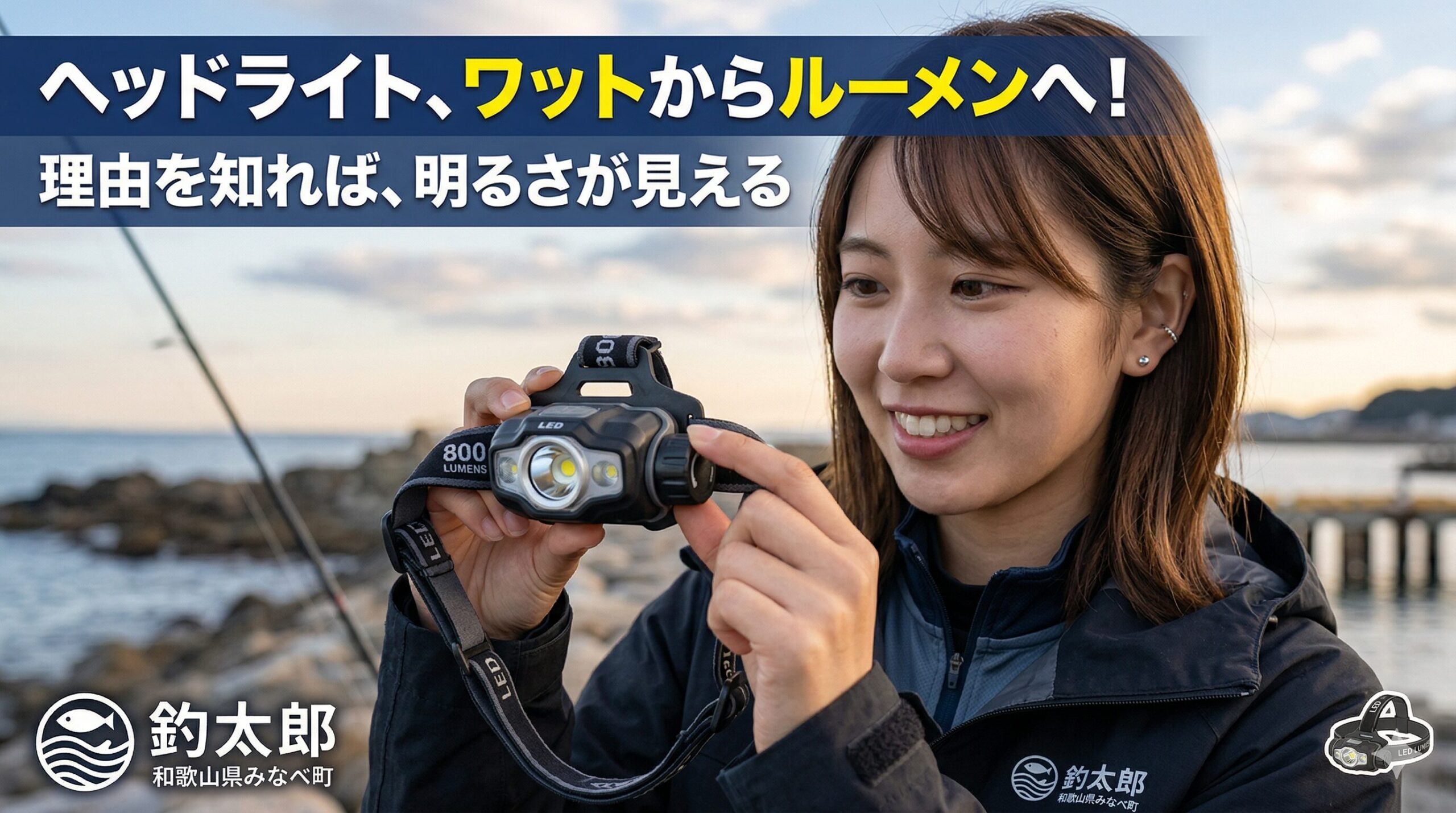 ヘッドライトのワット（W）という単位は「消費電力」をルーメン（lm）は、「全光束」と呼ばれる「光そのものの量」を表す。夜釣り入門。釣太郎