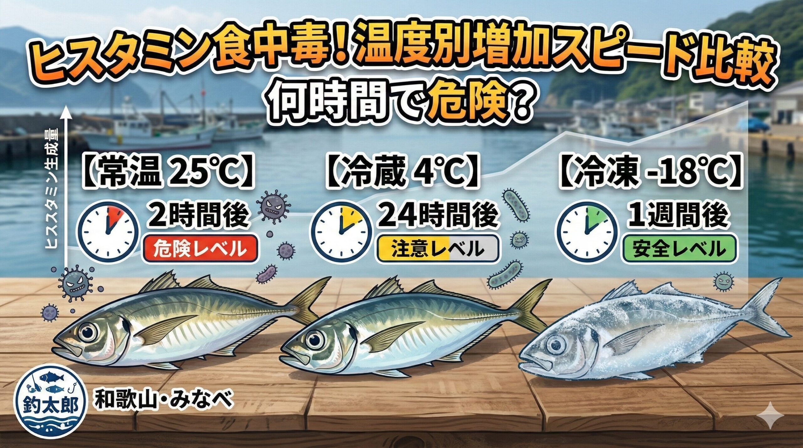 ヒスタミン食中毒は、ヒスタミンという物質が大量に蓄積された魚を食べることで発症するアレルギーのような症状。釣太郎
