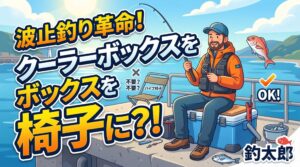 短時間の釣行や移動重視ならクーラーボックスのみ、3時間を超える腰を据えた釣りなら椅子を持参」するのがベストな選択。釣太郎