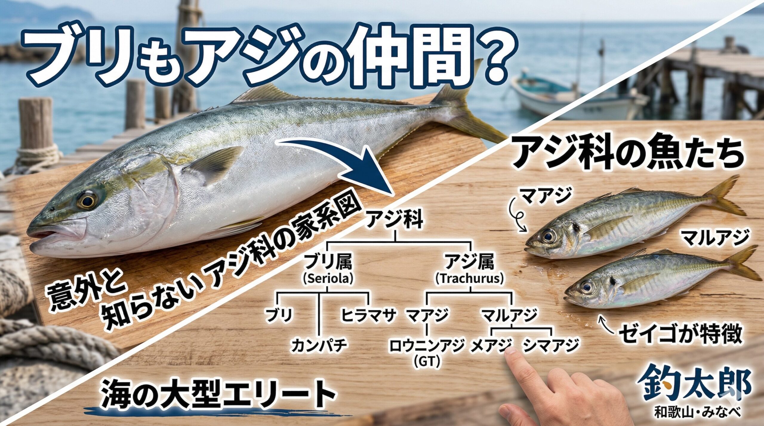 「ブリ属」の御三家：ブリ・カンパチ・ヒラマサ 実は、ルアーフィッシングや泳がせ釣りで憧れの的となる大型青物たちは、すべてアジ科ブリ属の魚.釣太郎