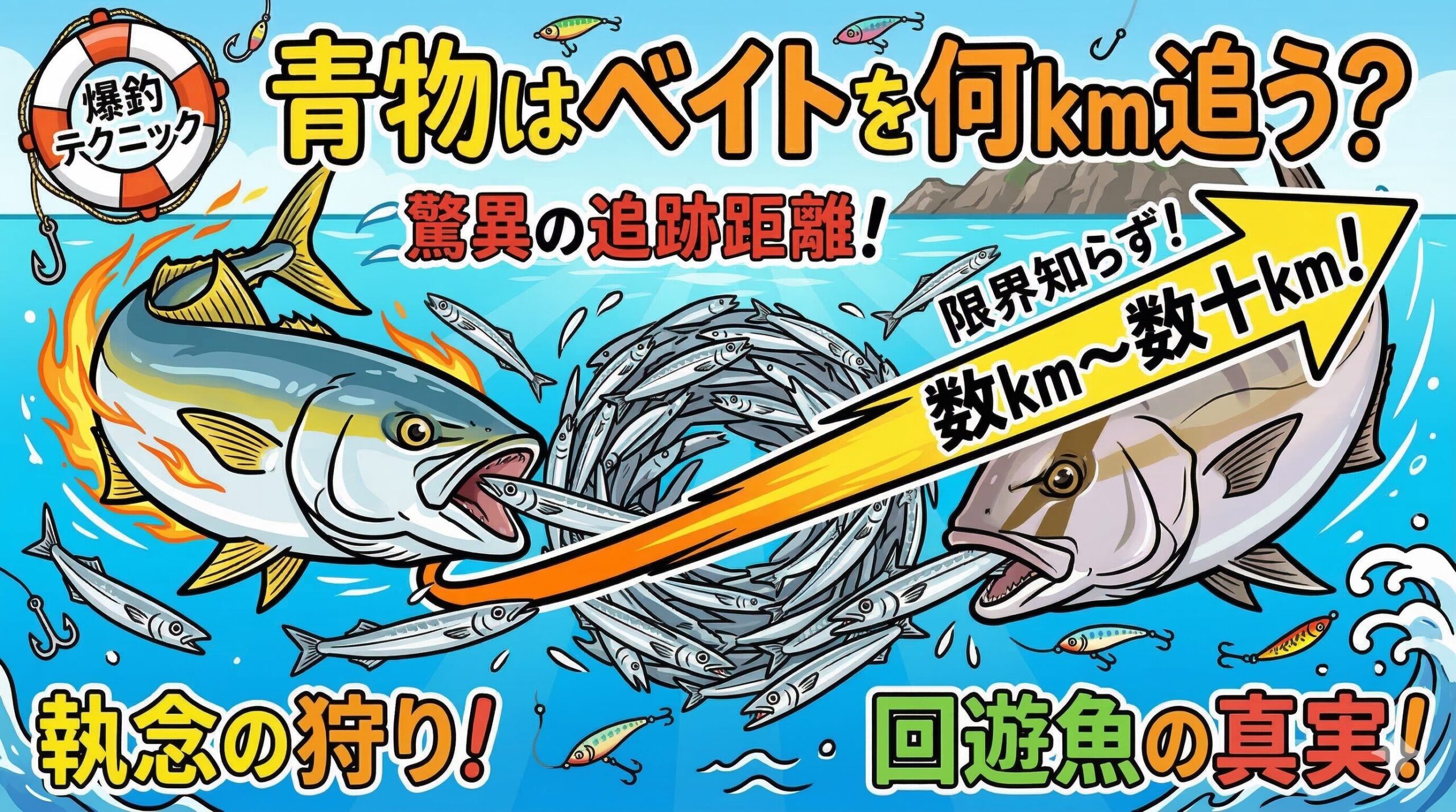 青物は回遊魚として、泳ぎ続けることに特化した体を持っています。 時速40km以上のスピードで泳ぐことができ、持久力も抜群.釣太郎