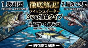 吸引捕食型、噛みつき型、追跡・丸飲み型。肉食魚にはこの3つのタイプがある。釣太郎