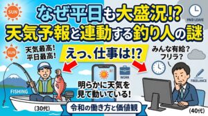 平日でも天気が良ければ、海には多くの釣り人が並ぶ光景が当たり前になりました。釣太郎