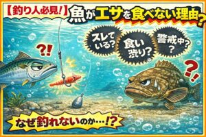 魚がエサを食べない理由は単純な空腹・満腹だけではありません。魚の行動には、環境・生理・心理など、さまざまな要因が絡んでいます。釣太郎