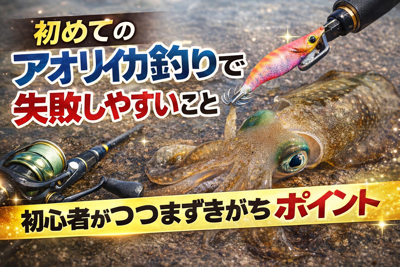 初めてのアオリイカ釣りで失敗しやすいのは、場所選び、タナ、アワセの早さ、道具の状態、風、 そして焦りです。釣太郎