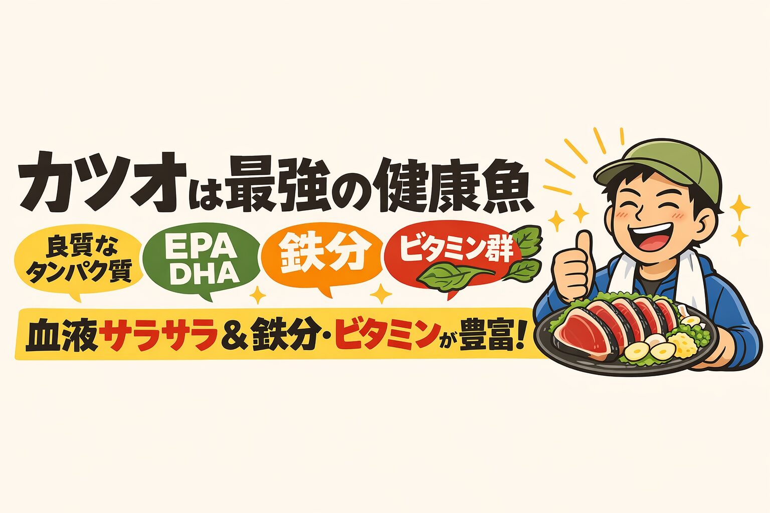 カツオには✅ タンパク質✅ EPA・DHA✅ 鉄分 ✅ ビタミンB群、全部入っています。 バランス型の完全食材。釣太郎