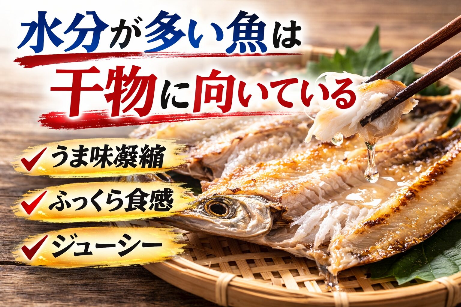 【干物の真実】水分が多い魚（丸アジ・ヤマトカマス）の干物が美味しい。釣太郎