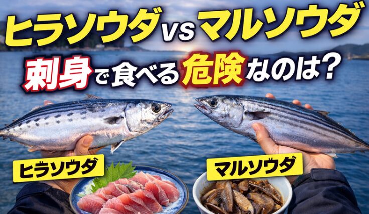 ソウダガツオ、ヒラソウダは刺身向き。マルソウダも美味いが、扱いを間違えると危険。違いは 身質。ヒスタミン生成速度。文化的扱い。釣太郎