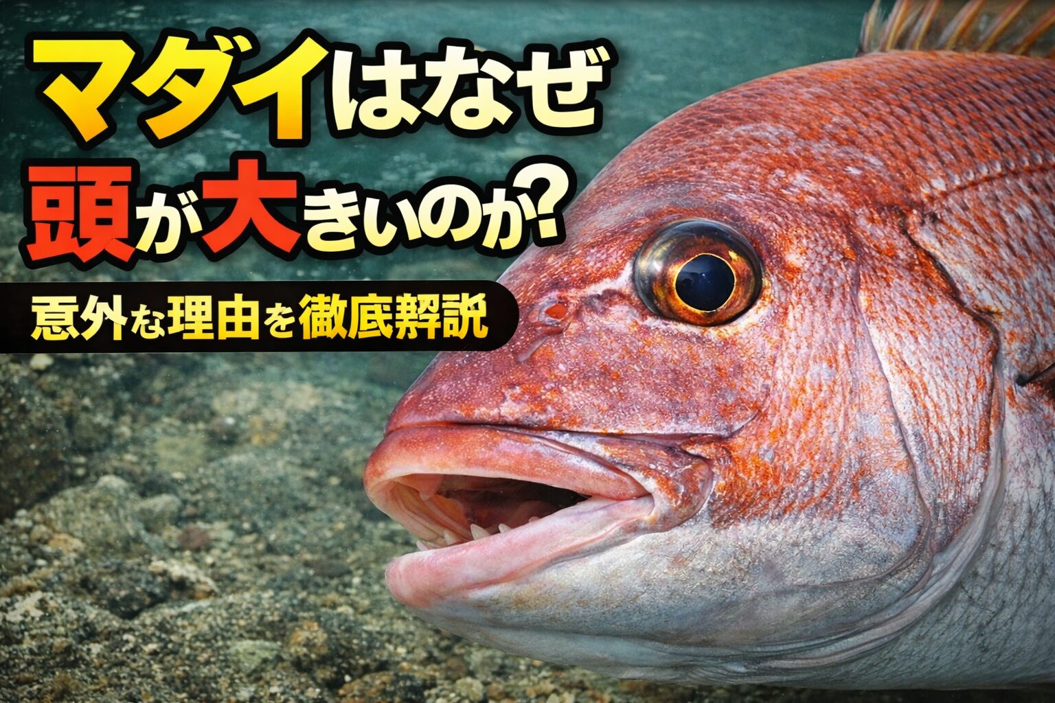 マダイの頭が大きい理由は強いアゴ、硬い歯、感覚器官、大きな口など、生きるための機能が集中しているから。釣太郎