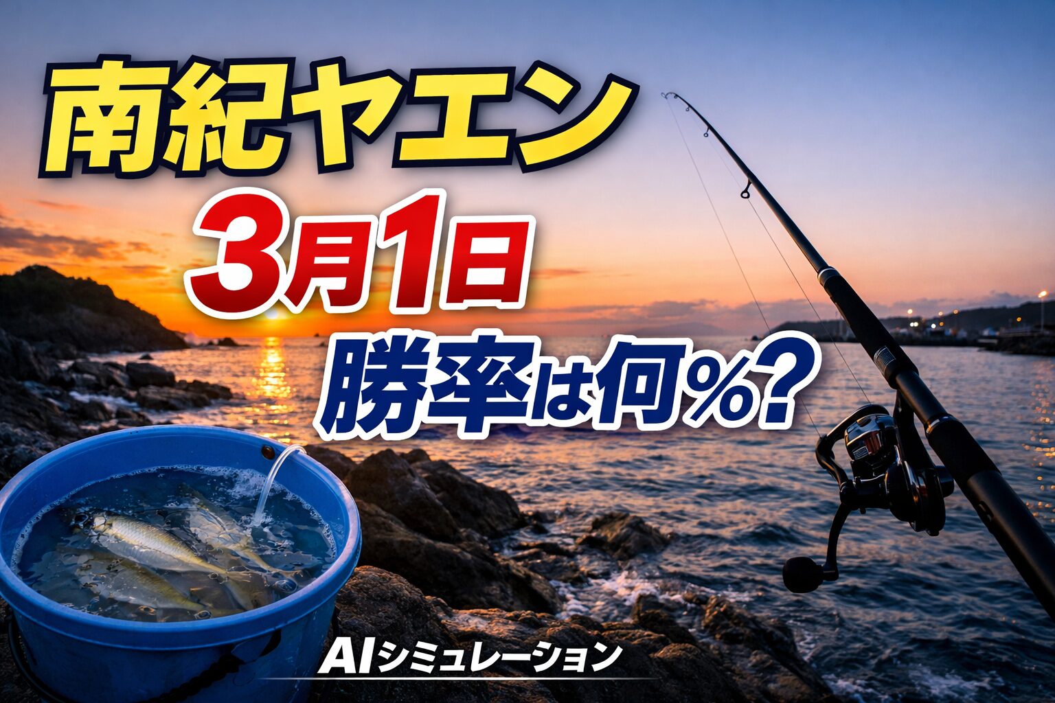 本日 3月1日（日）に南紀（和歌山県南部）でヤエン釣りをした場合の勝率・ポイント・時間帯 を、AIシュミレーション＋現実データで徹底予想します。釣太郎