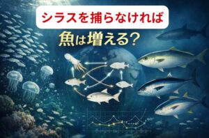 AIが導く最適解： 「シラス漁を減らす」より「海全体の環境改善」が重要。シラス漁の影響は全体の10%以下。釣太郎