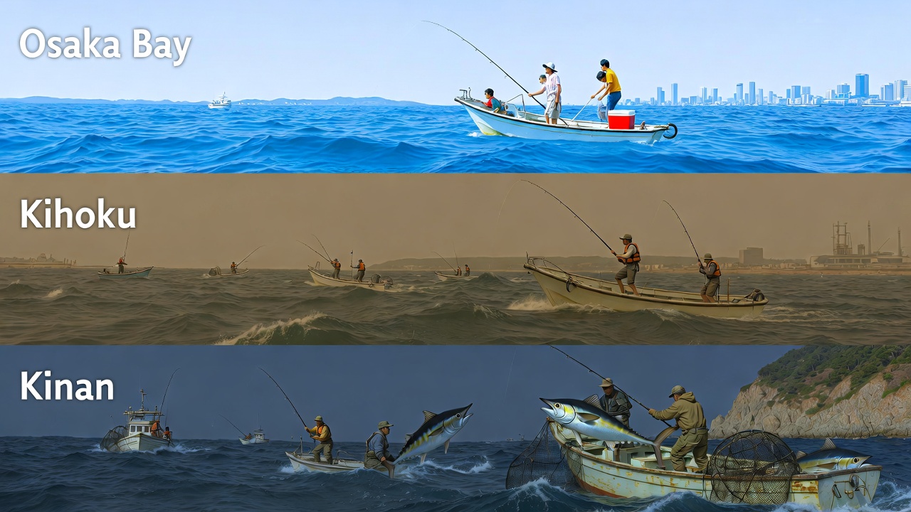 南紀は黒潮本流が岸近くを通るため、水温が高く透明度も抜群。南方系の大型青物、イシダイの50up、グレの40upクラスが普通に狙える聖地。釣太郎