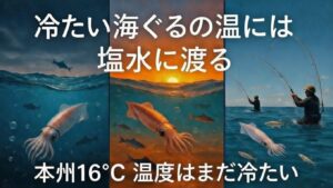 春先は「水温の安定」が全て気温のアップダウンに惑わされず、海水温の「線」で見るのが春エギングのコツ。釣太郎