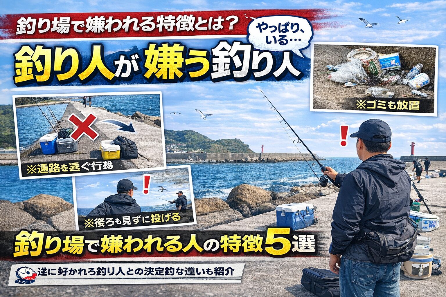 釣り人が嫌う釣り人の共通点は、自分のことしか見えていないこと。通路をふさぐ。後ろ確認をしない。ゴミを捨てる。割り込む。こうした行動は、釣果以前の問題です。釣太郎