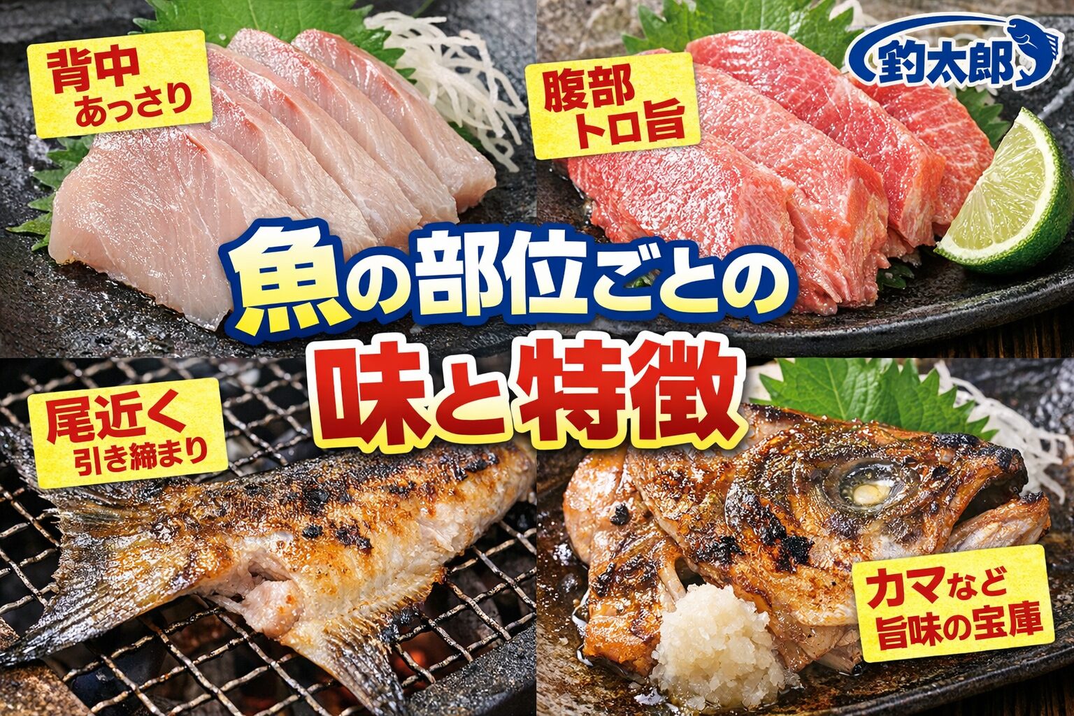 魚は「どの部位をどう食べるか」で味が劇的に変わります。 同じ魚でも、背中はあっさり、腹は濃厚、尾は締まって弾力強め──というように、部位ごとに性格がまったく違う.釣太郎